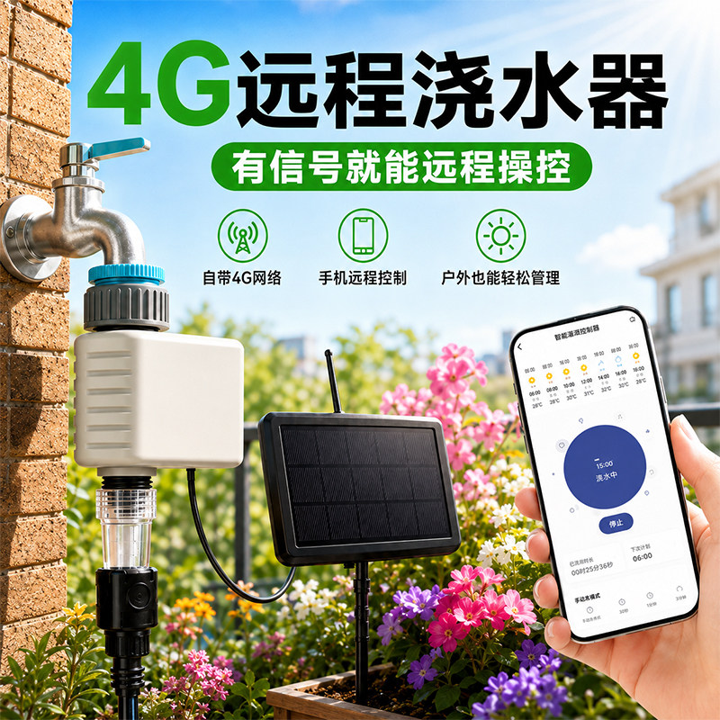 4G免卡免月租太阳能远程浇花系统