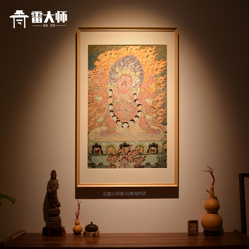 刺绣马头金刚茶室玄关装饰画办公室客厅背景墙挂画沙发餐厅入户图片