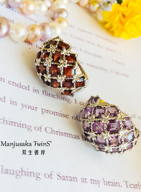 925纯银饰品天然石榴石戒指