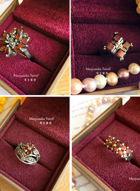 925纯银饰品石榴石镶嵌戒指