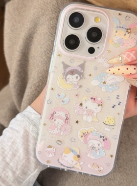 少女心睡衣Kitty美乐蒂库洛米适用iPhone17/17promax手机壳16promax光面壳13苹果14Pro全包壳15Pro