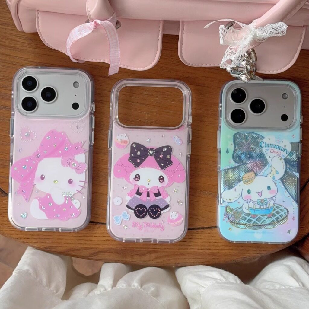 少女心蝴蝶结美乐蒂大耳狗Kitty适用iPhone17/17promax手机壳16promax光面壳13苹果14Pro全