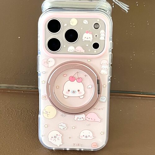 少女心粉色小海豹适用iPhone17/17promax手机壳16promax磨砂磁吸壳16苹果16Pro全包壳15Pro