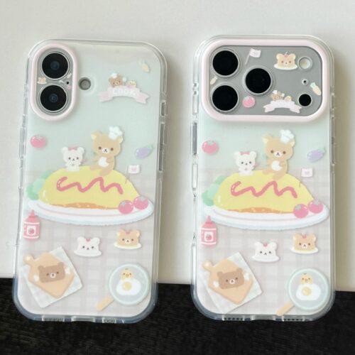 可爱卡通蛋糕小熊适用iPhone17/17promax手机壳16promax磨砂面壳16苹果16Pro全包壳15Pro