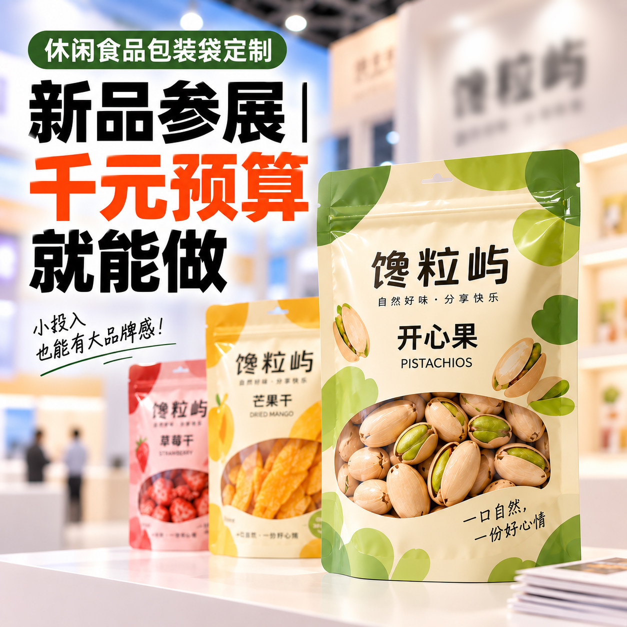 休闲零食食品包装袋定制食品级小吃独立自封自立打包分装袋商用