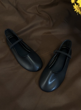 女童黑色小皮鞋春秋新款浅口奶奶鞋软底豆豆鞋儿童玛丽珍芭蕾单鞋