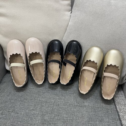 女童皮鞋四季款软底公主鞋波浪边