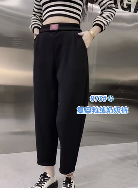 大码江南一村24873加厚绒奥粒绒奶奶裤休闲裤新品冬季新品