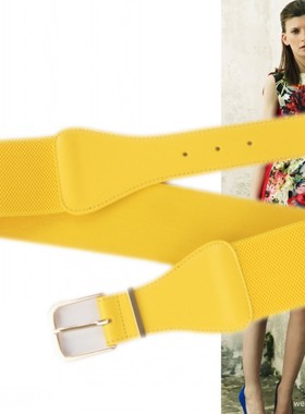 黄色5.6厘米女羽绒服大衣衬衫长裙裤装饰宽腰带弹力束腰皮带腰封