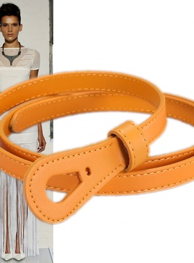 黄色女式沙滩裙牛仔裤西装衬衫配饰真皮装饰细腰带不规则打结皮带