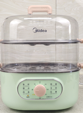 美的ZG2323E201电蒸锅家用多功能小型双层不绣钢电火锅蒸箱早餐机