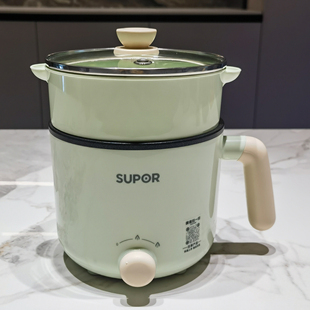 苏泊尔H12YK29电煮锅蒸炖煮涮家用小电锅宿舍泡面锅带蒸笼1.2升