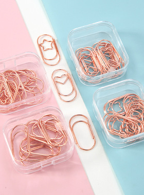 创意金属书签盒装12枚简约回形针套装跨境亚马逊书签文创办公书签