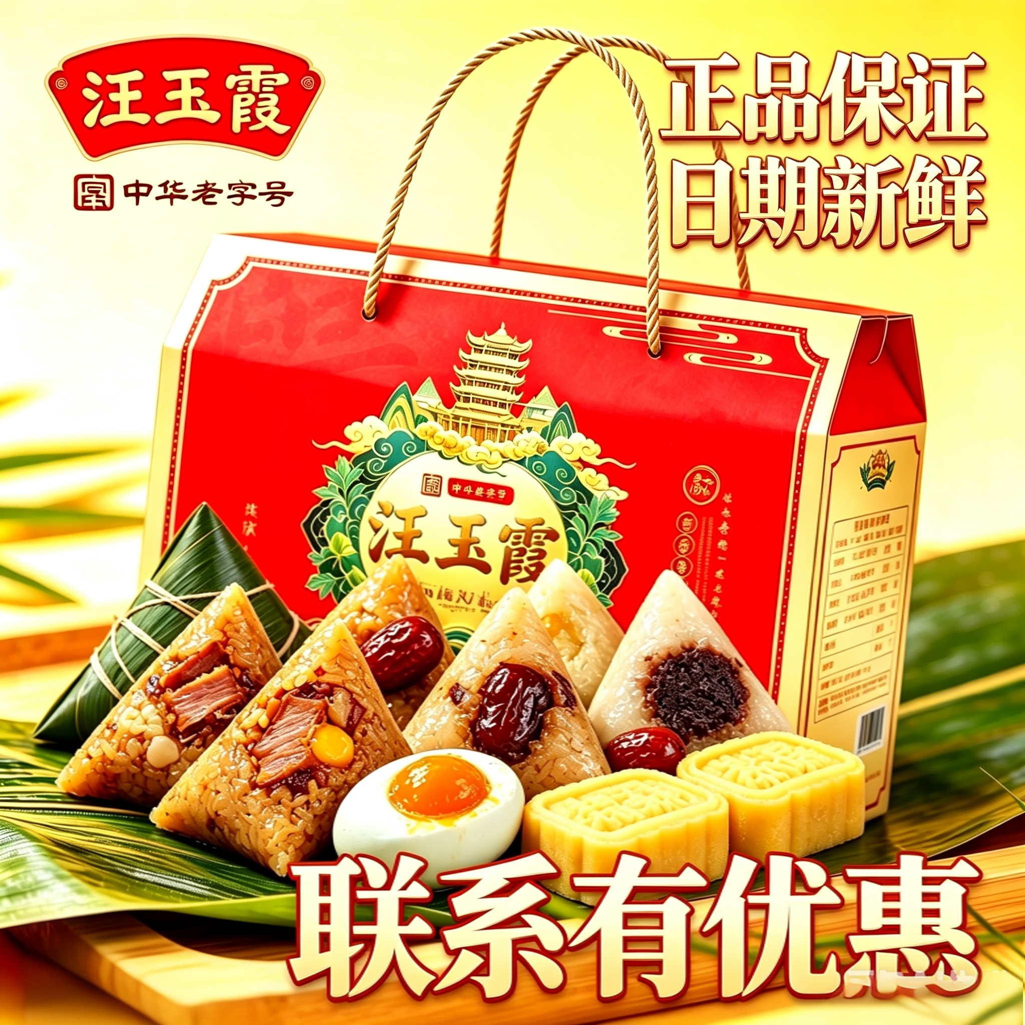 端午节团购批发粽子礼盒汪玉霞中华老字号湖北武汉真空袋装绿豆糕