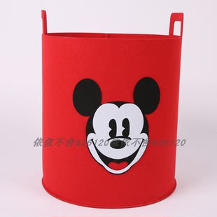 毛毡收纳包桶卡通儿童玩具收纳筐大容量家用零食收纳篓毛毡收纳筐
