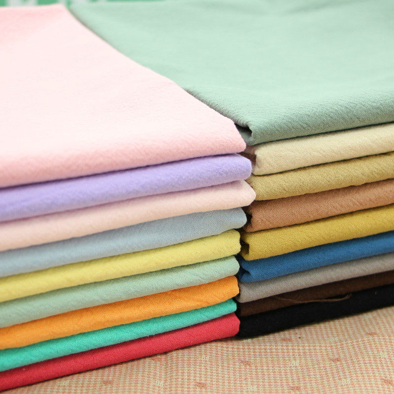 全棉diy日系先染水洗素色布料