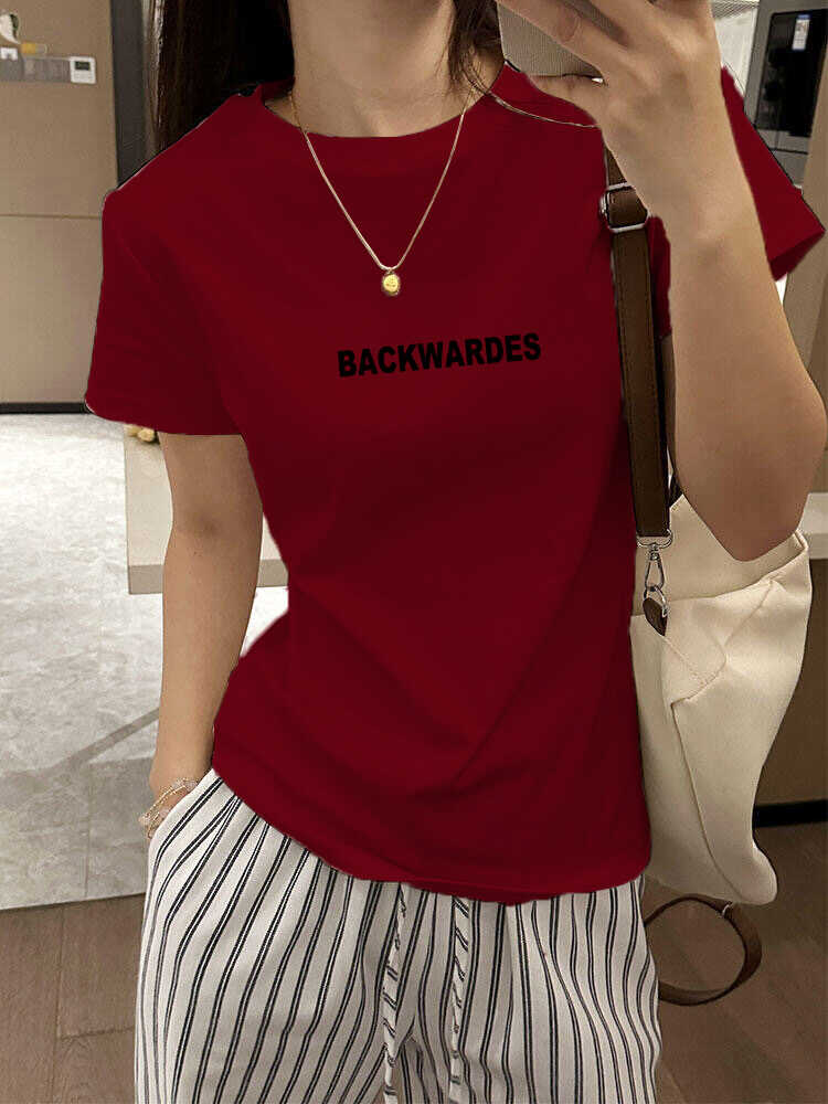 短袖t恤女上衣纯棉正肩港风