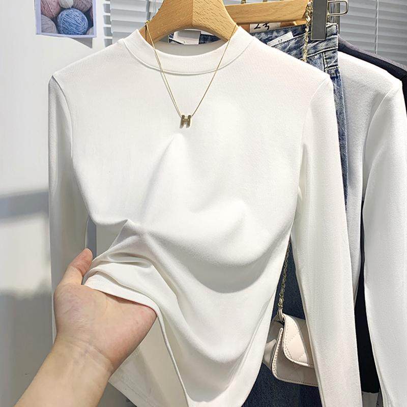 双面德绒打底小立领修身长袖T恤