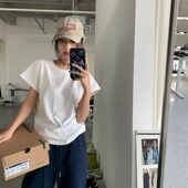 T恤女夏季 白色打底衫 正肩上衣设计感纯色基础款 款 ins修身 棉质短袖