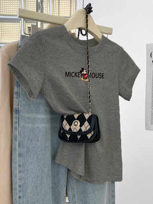 纯棉短袖t恤女正肩圆领体恤ins