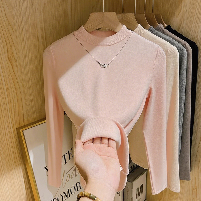 双面德绒保暖内搭打底衫减龄长袖t恤女冬季新款修身小立领上衣ins,女装/女士精品,T恤,淘宝优惠券,粉丝福利购,淘宝优惠卷