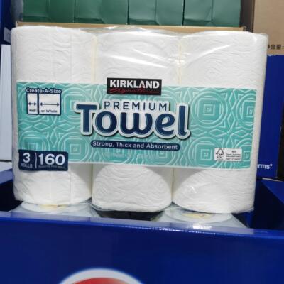 进口开市客Kirkland Signature科克兰厨房纸巾160张*3卷吸水油污