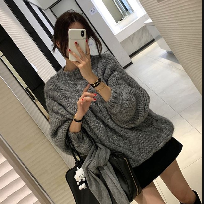 Cmy korea韩国东大门女装代购 3色入下衣失踪 粗线麻花针织衫毛衣