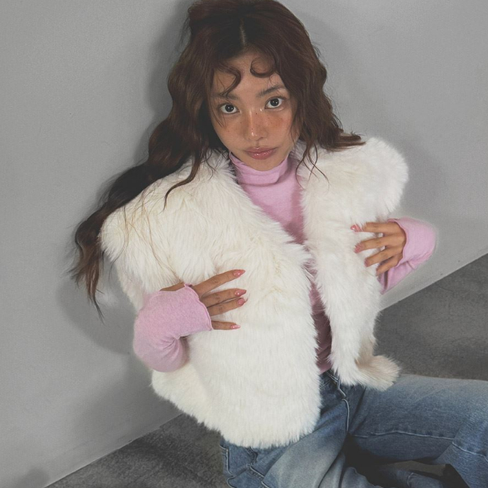 秋冬仿皮草背心马甲马夹短外套