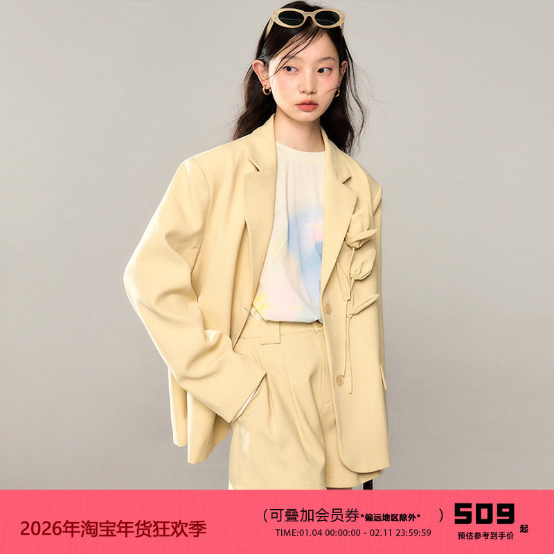 有耳uare原创设计 高智千金 郁金香手工立体花朵西装外套短裤套装,女装/女士精品,西装,淘宝优惠券,粉丝福利购,淘宝优惠卷