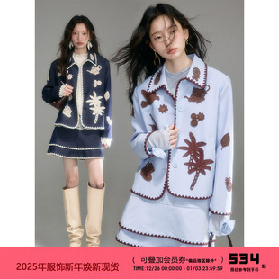 夹克外套 趣味飞鸟小鱼钩花绣花西装 有耳uare原创设计 海岛么么茶