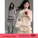 T恤A字半身裙套装 复古木耳边针织长袖 波点精灵 有耳uare原创设计