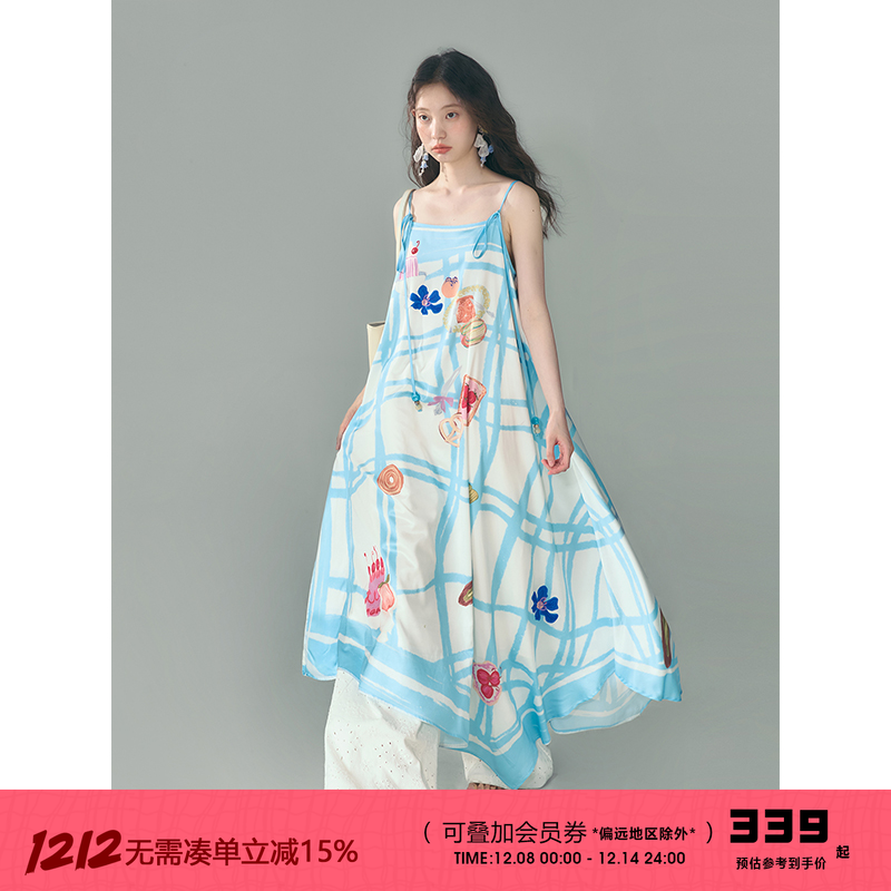 有耳uarex膨胀面包印花连衣裙