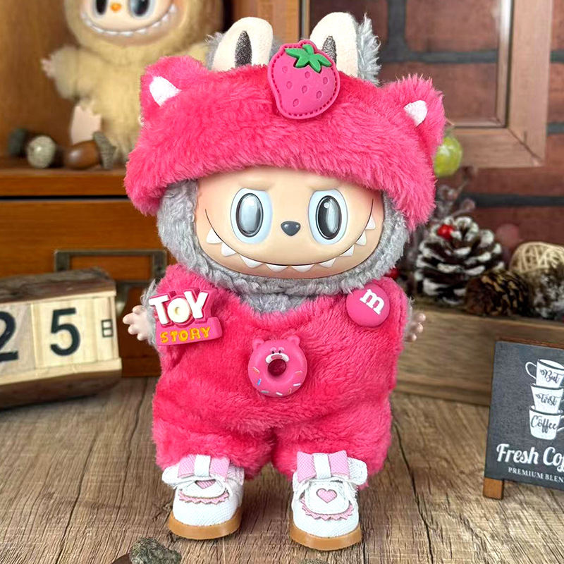 小草莓娃衣labubu坐坐派对一二代盲盒用Labubu娃衣拉布布衣服搪胶
