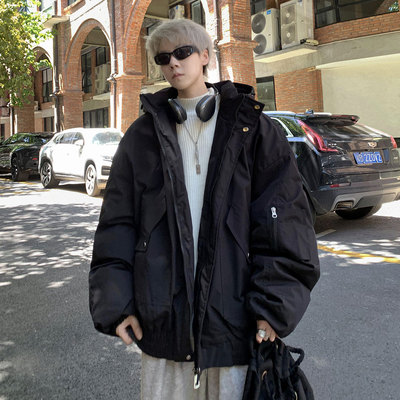 冬季2025新款工装棉服男士潮牌潮流加厚连帽外套学生帅气宽松棉衣