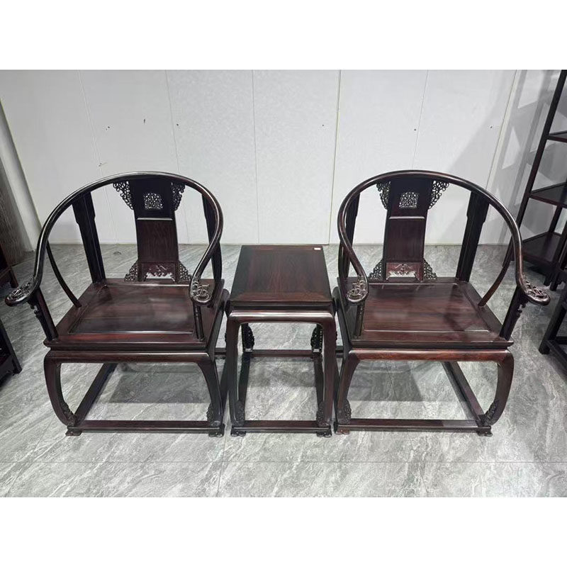 红木家具印度小叶紫檀皇宫椅圈椅三件套中式实木太师椅扶手椅围椅