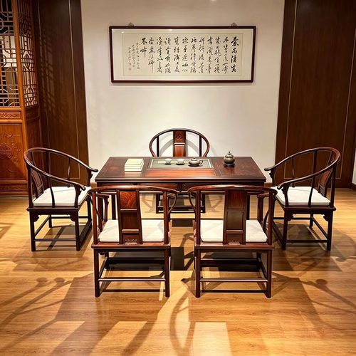 红木家具大红酸枝泡茶桌六件套新中式实木茶桌椅组合客厅茶艺桌