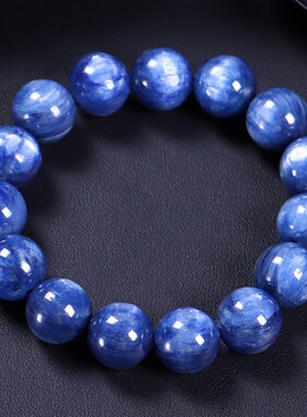 天然蓝水晶蓝晶石手链蓝色蓝宝石蓝绒晶手串消除恐惧困惑激发潜能