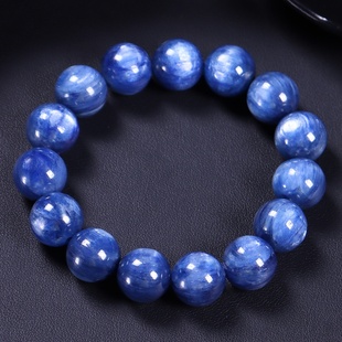 天然蓝水晶蓝晶石手链蓝色蓝宝石蓝绒晶手串消除恐惧困惑激发潜能
