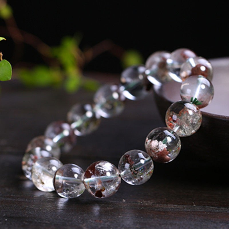 特价天然正品绿幽灵手链满男女款招财转旺运聚宝盆水晶单圈手串