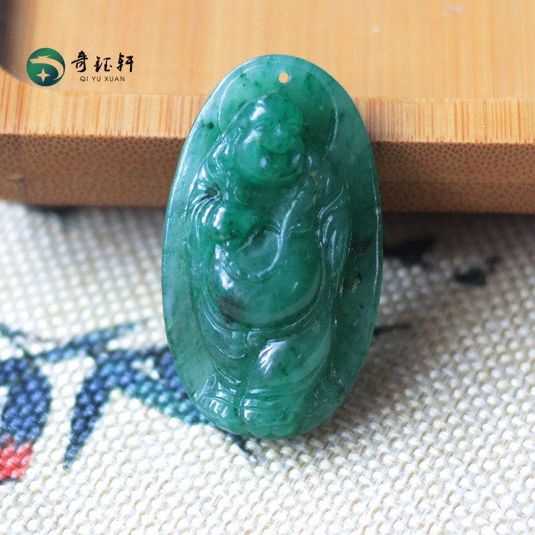 奇钰轩南阳天然独山玉挂件佛吊坠女款弥勒佛站佛公玉石玉佩玉坠