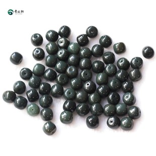 奇钰轩 天然和田玉黑青玉老型珠桶珠散珠单珠手串手链DIY手工配件