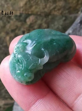 奇钰轩 南阳玉天然天蓝独山玉挂件牛生肖玉牛吊坠扭转乾坤213904