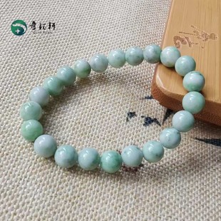奇钰轩南阳独山玉天然绿白独山圆珠8mm女款手链手串