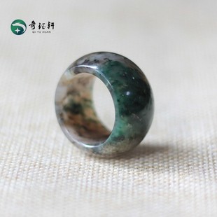 奇钰轩 南阳独山玉戒指男款透水天蓝独玉指环天然玉石扳指饰品