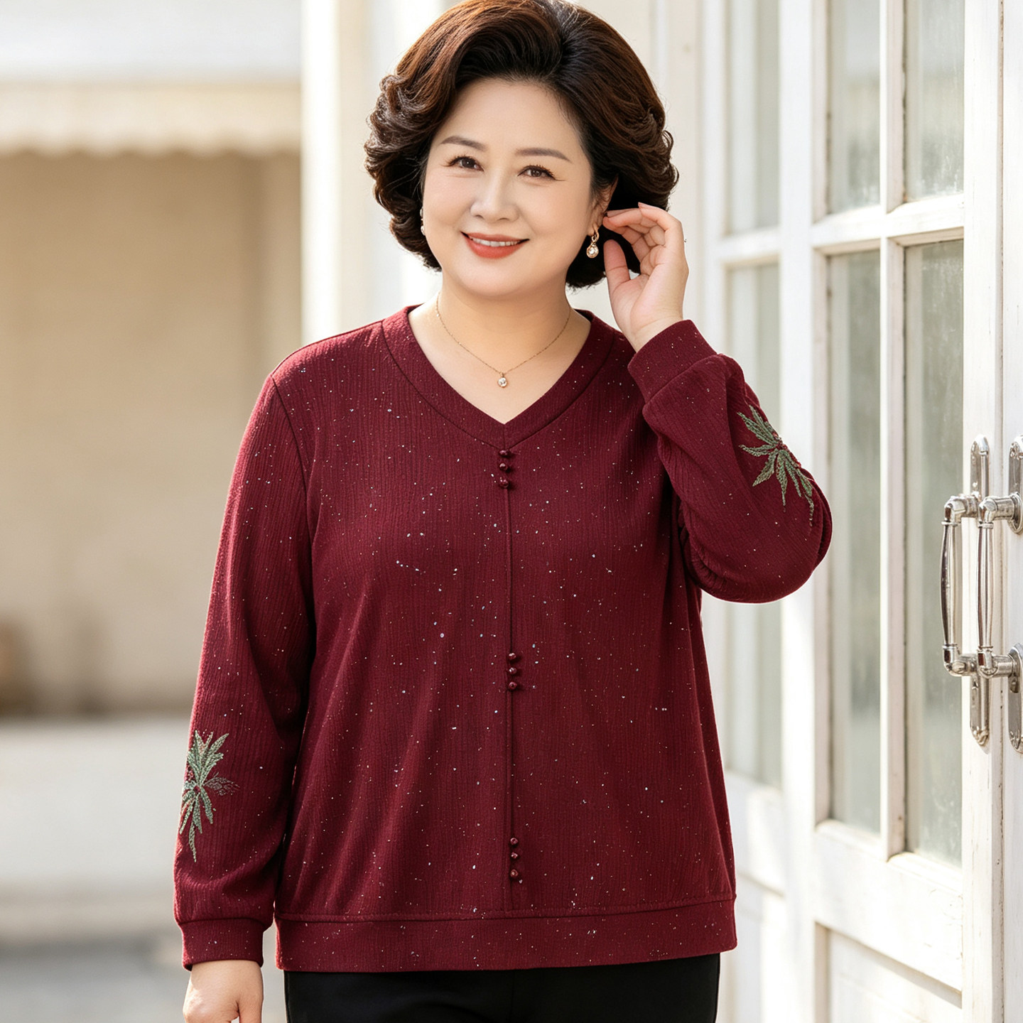 200斤加肥妈妈春秋上衣中老年中老年女装