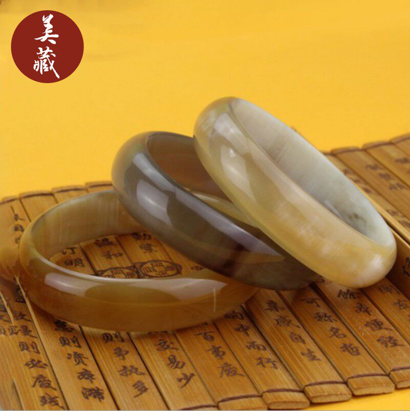 精品加厚天然手工西藏牦牛角手镯通透贵妃镯子女清热解毒保健手镯