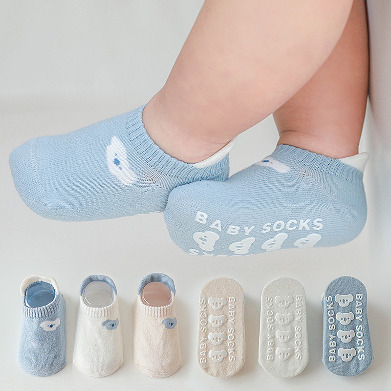 宝宝地板袜夏季薄款婴儿学步防滑袜新生儿童纯棉春秋透气隔凉短袜