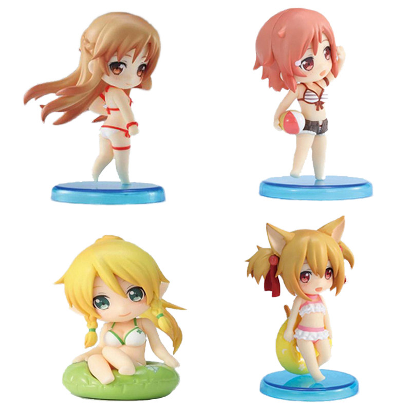 4款q版 刀剑神域泳装莉法 西莉卡盲盒盲袋桌面摆件公仔玩偶少女心