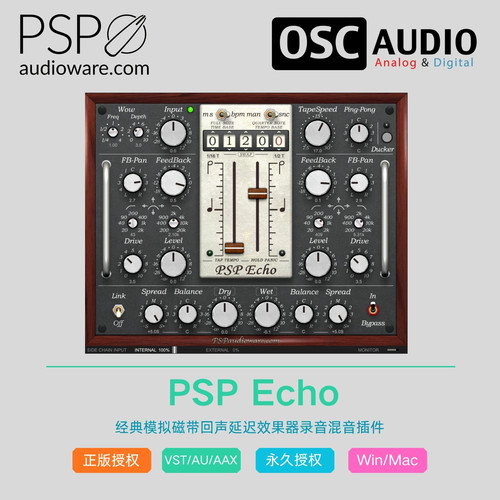 PSP Audioware Echo 经典模拟磁带回声延迟效果器录音混音插件
