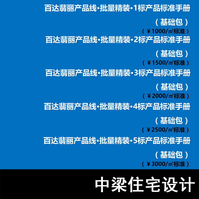 JZ119-中梁住宅设计产品线低端到高端室内空间模块精装配置标准化